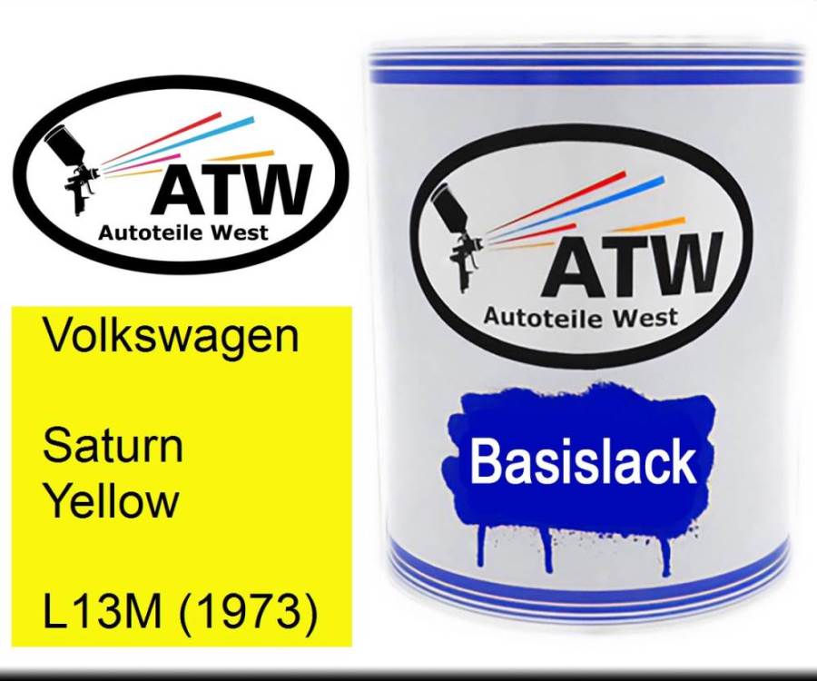 Volkswagen, Saturn Yellow, L13M (1973): 1L Lackdose, von ATW Autoteile West.